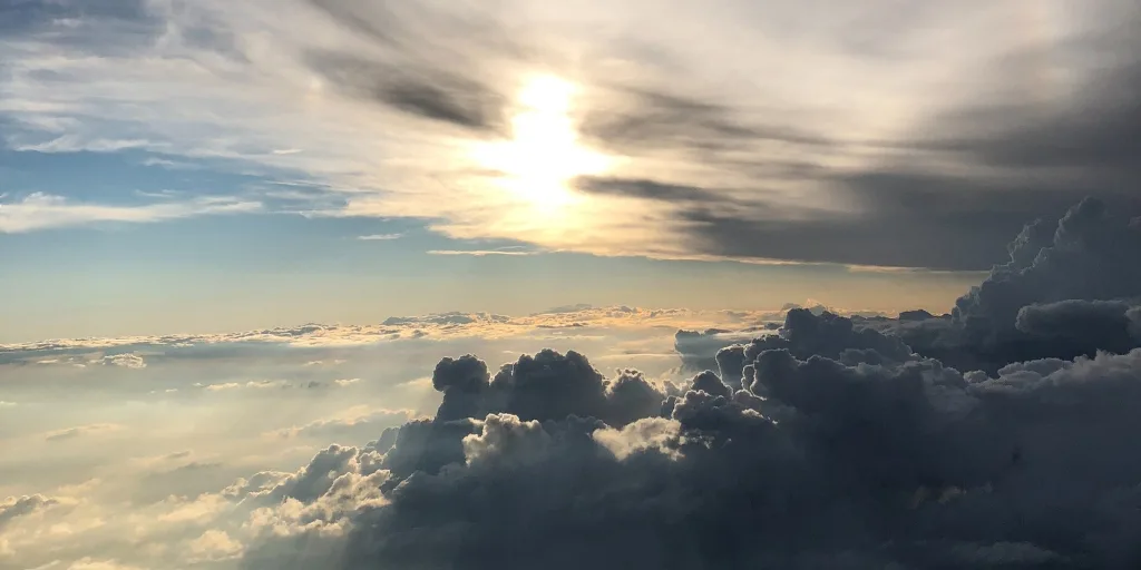 View from an airplane of clouds