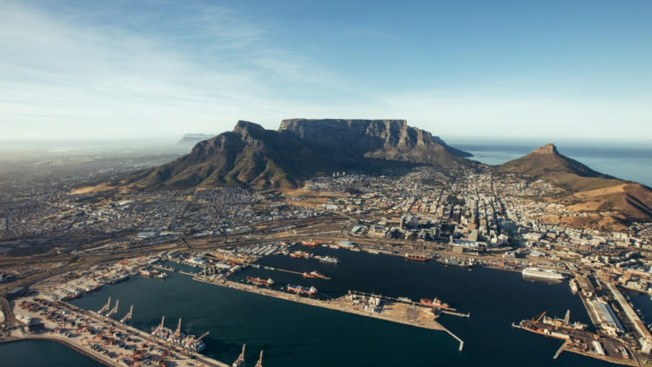 View of Cape Town and Table Mountain in South Africa