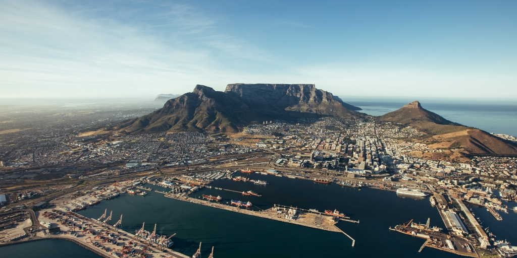 View of Cape Town and Table Mountain in South Africa