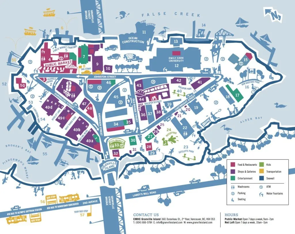 Map of Granville Island.