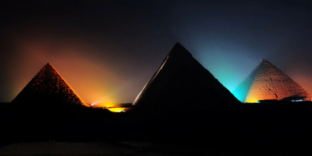 Light show at the pyramids at Giza