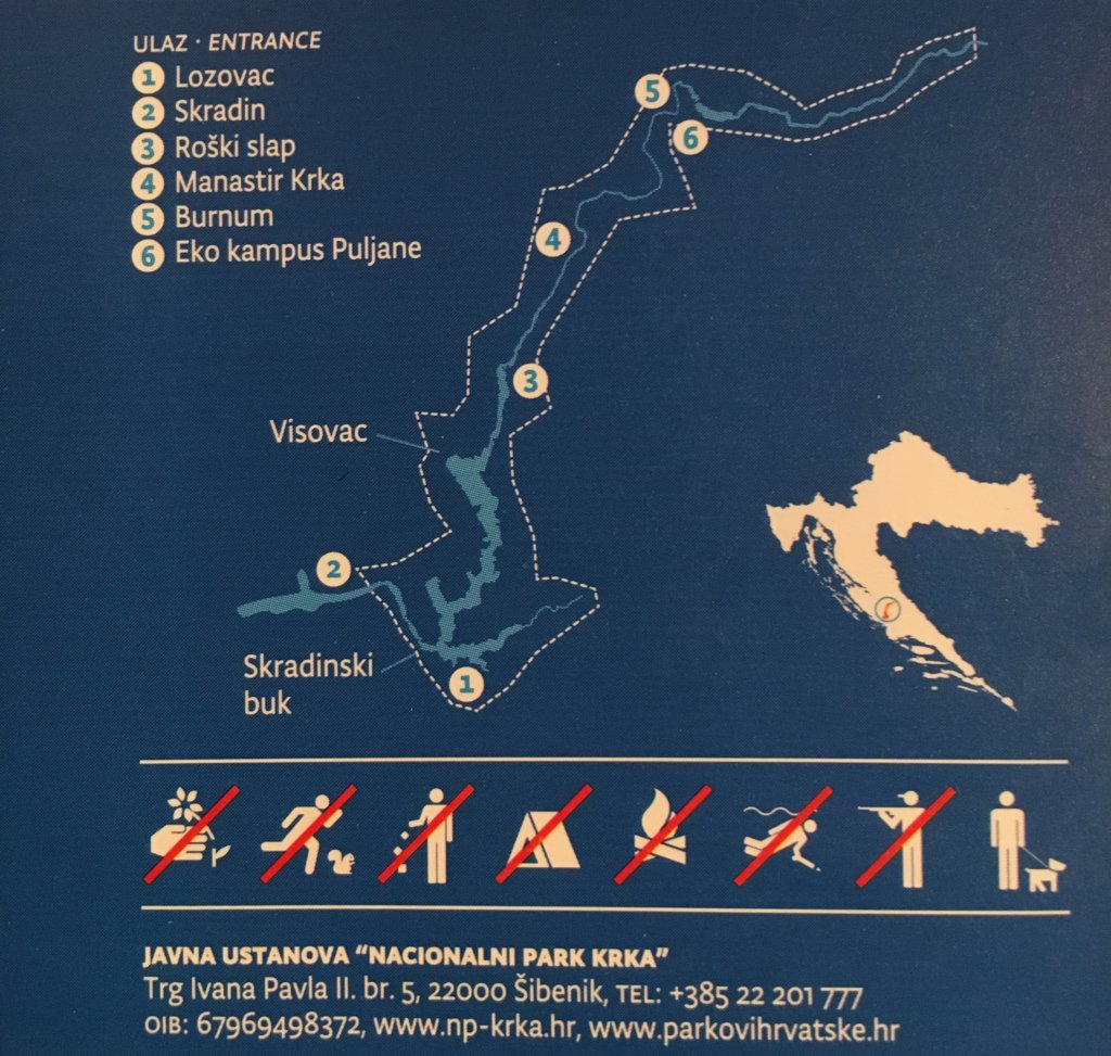 A Guide To Visiting The Beautiful KrKa National Park In Croatia   KrKa National Park Map 1024x973 