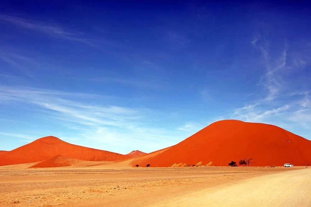 Namibia view of the orange sand dunes 