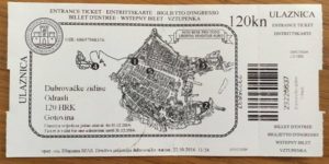 ticket for walking the walls of Dubrovnik.