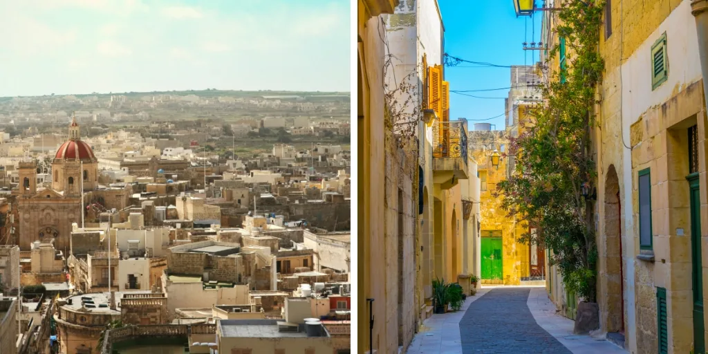 Images and view of the island of Gozo in the Maltese archipelago.