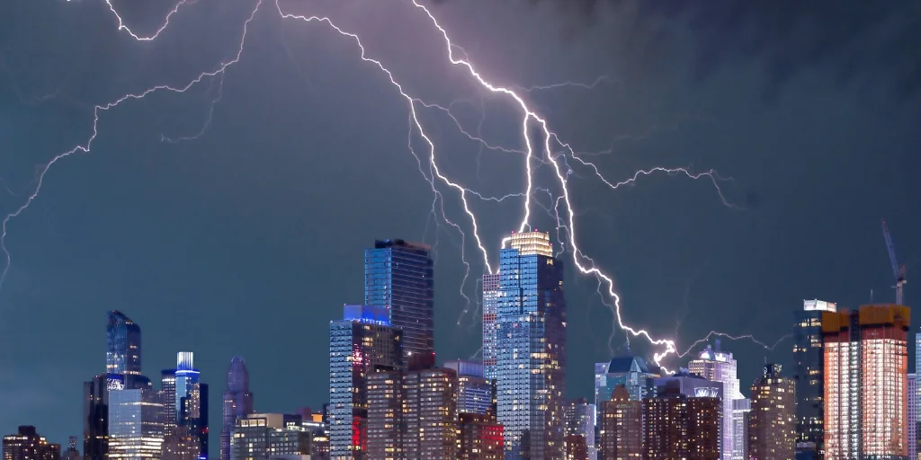 lightening across the sky