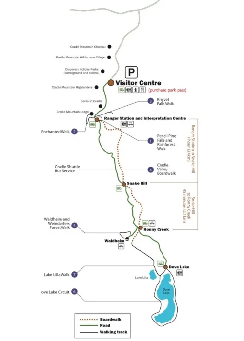 Map of Cradle Mountain.