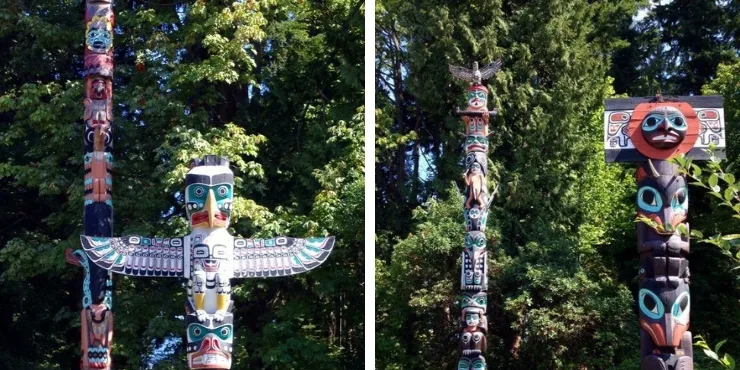 TOTEM POLES IN STANLEY PARK VANCOUVER