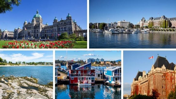 A collage of pictures of things to do in Victoria Canada