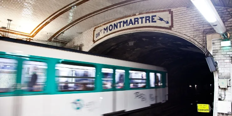 Paris Metro train in Montmartre.