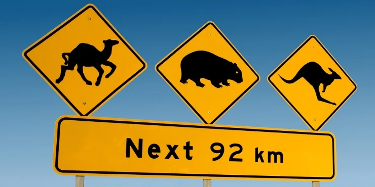 Animal signs on the road Australia
