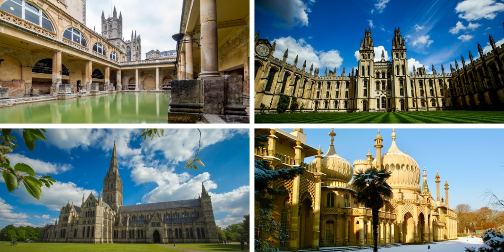 Day trips from London by train images of Bath Oxford. Salisbury and Brighton 1