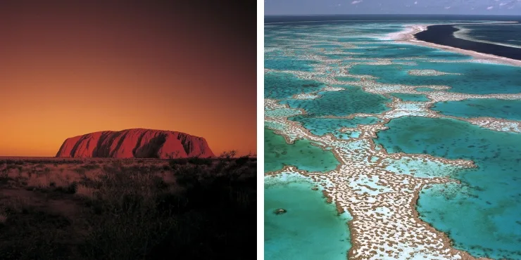 Uluru and the great barrier reef in Australia