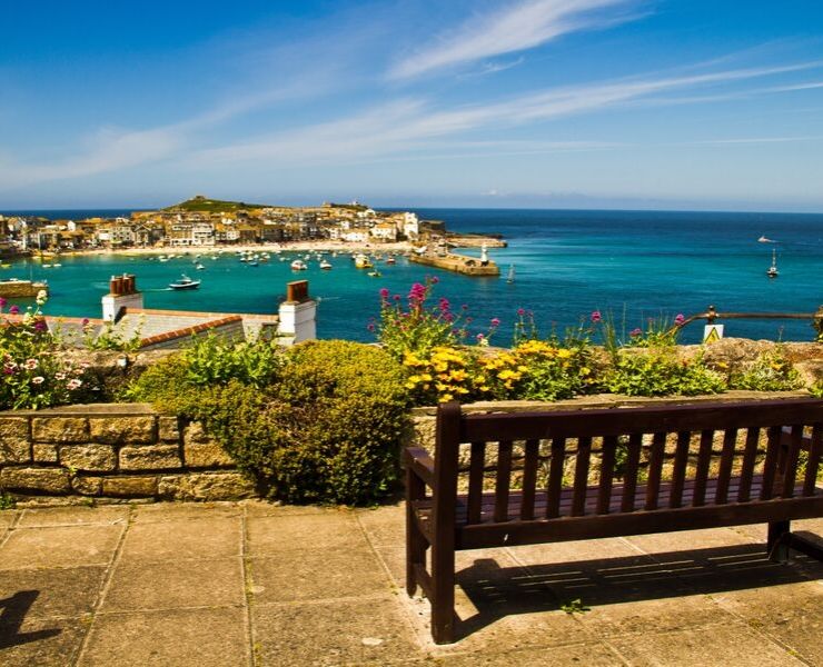 View of St Ives harbour one of the prettiest villages in England.