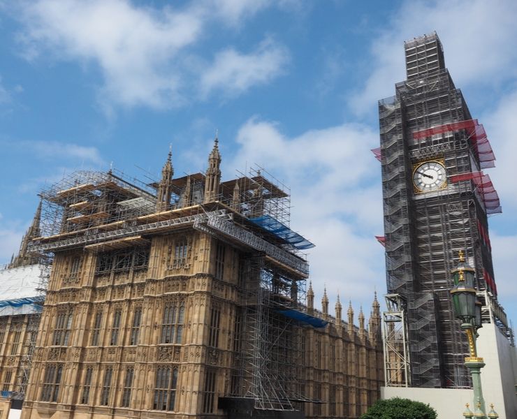 Big Ben covered in scaffolding 