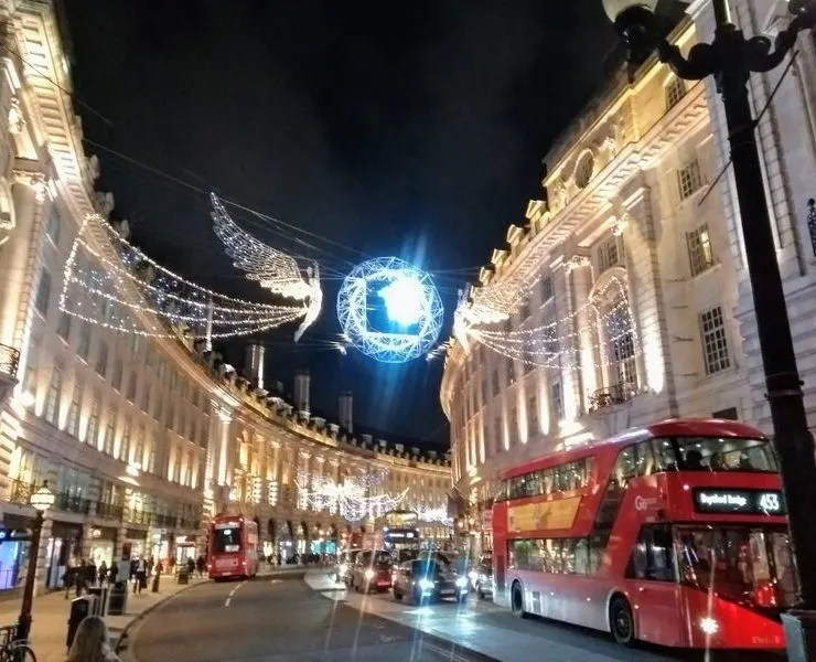 The beautiful Christmas lights on Regents Street