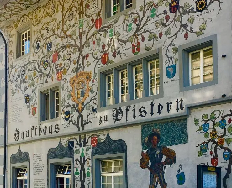 Switzerland Lake Lucerne decorated building