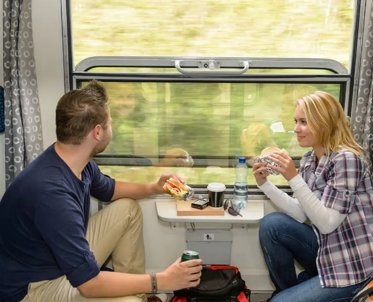 Eating on a train