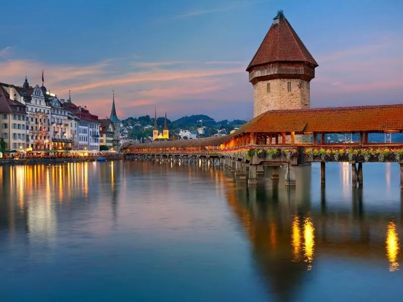 The Chapel Bridge in Lucerne Switzerland