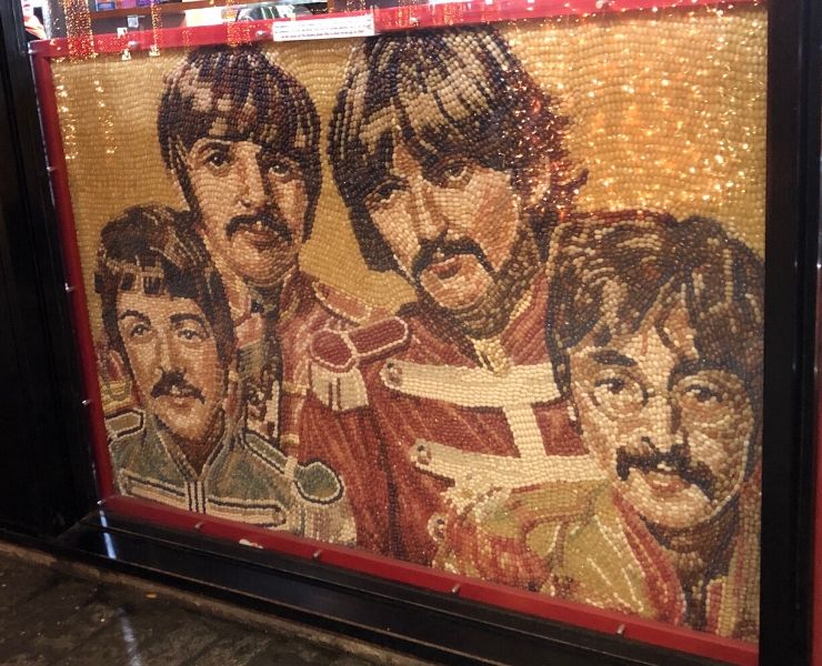 Things to do in Liverpool for Beatles fans - a jelly bean portrait of the Beatles