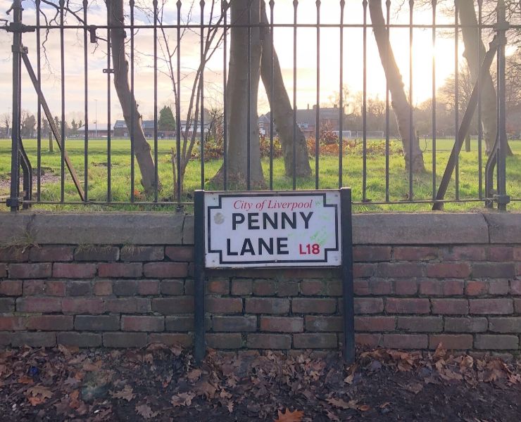 The sign for Penny Lane in Liverpool