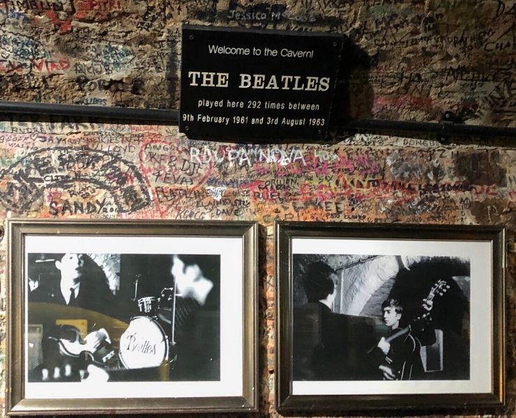 A sign welcoming people to the Cavern Club in Liverpool