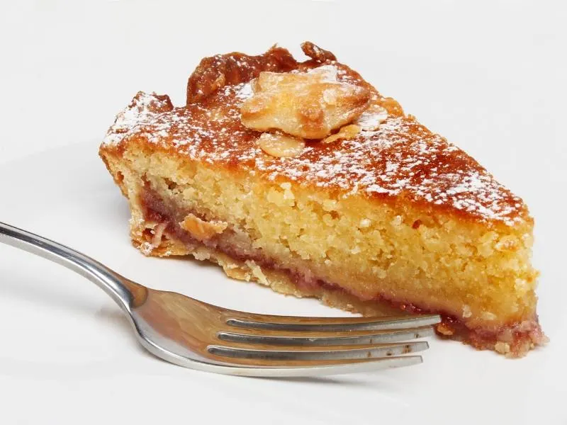 Bakewell slice with a fork next to it