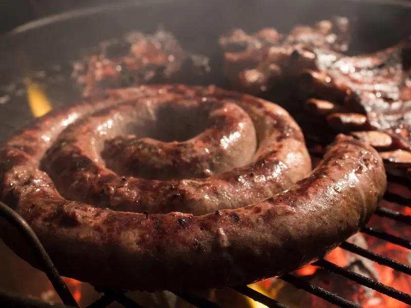Borewors sausage on a grill one of the most popular South African foods to try 