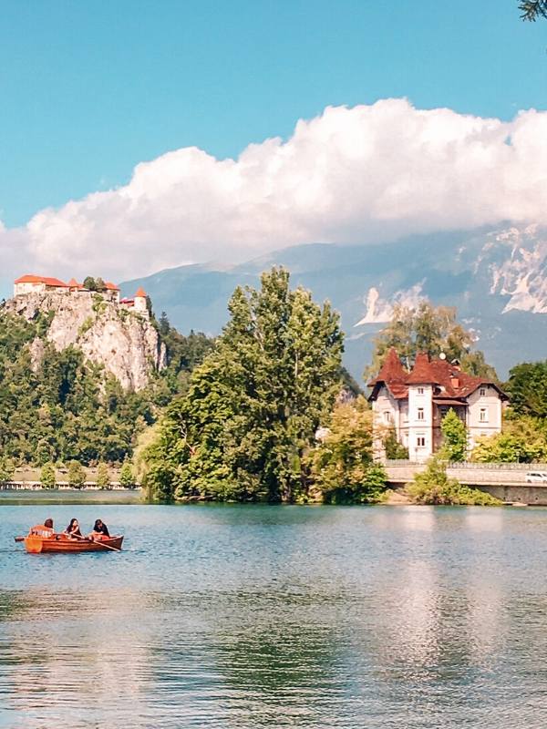 Rowers on lake Bled.