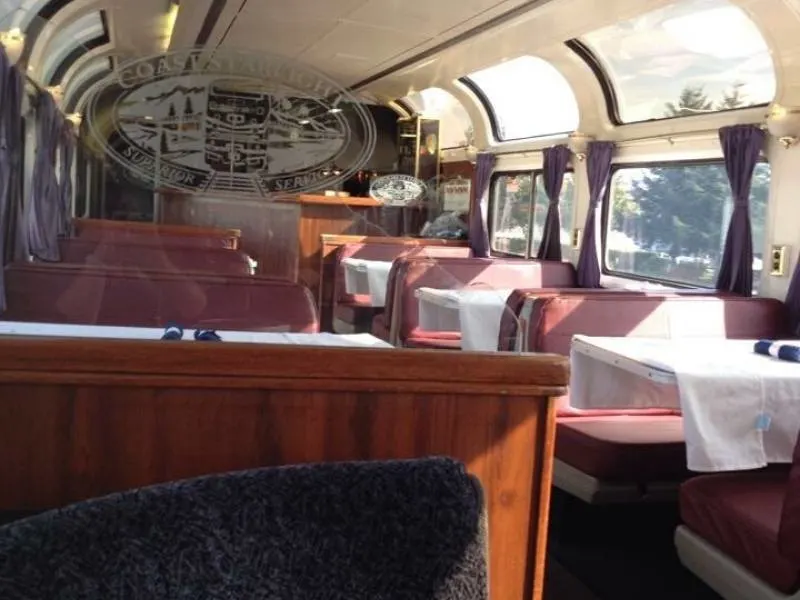 Parlour car on the Coast Starlight train.