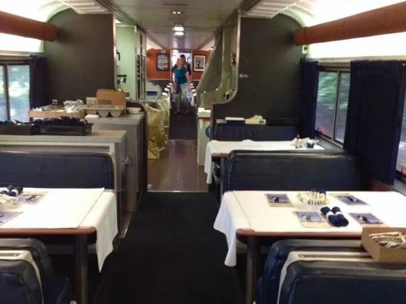 Dining car on the Coast Starlight train.