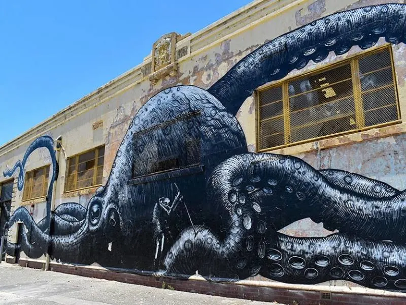 Fremantle street art - a giant octopus