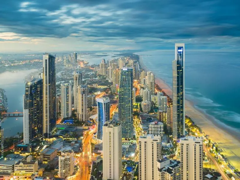 Gold Coast high rise buildings and beach
