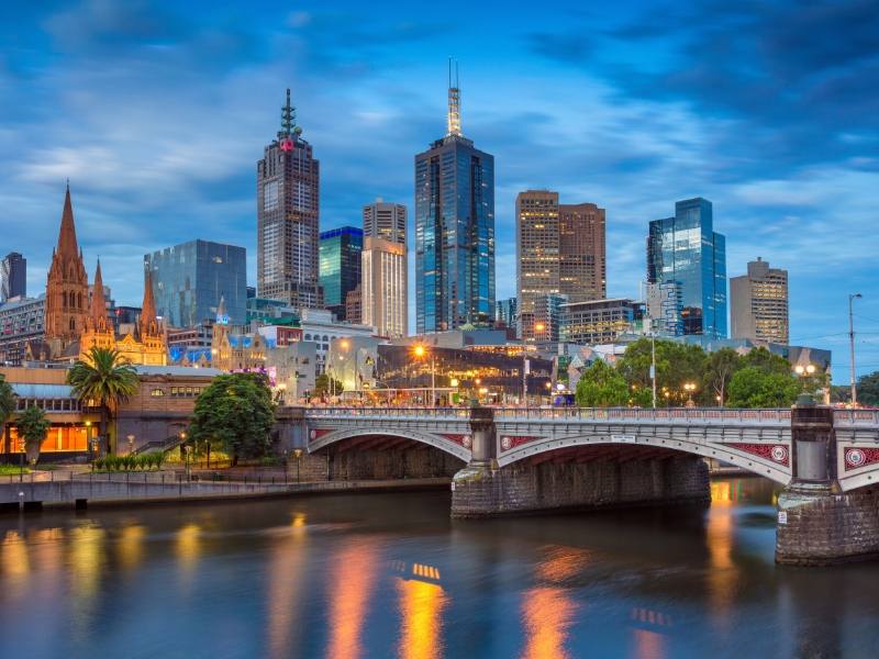 A photo of Melbourne Australia at night