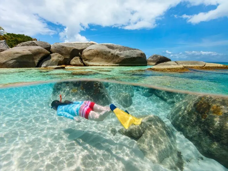 A woman snorkelling