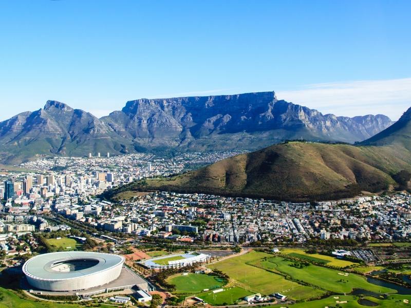 Table Mountain with Cape Town beneath it.