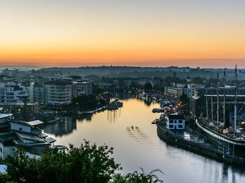 Bristol harbourside at sunrise