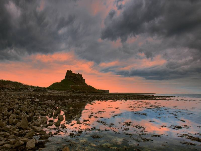 Lindisfarne  Castle at sunset