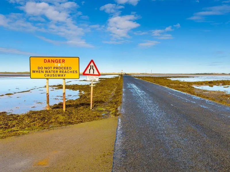 The causeway at Lindisfarne in Northumberland