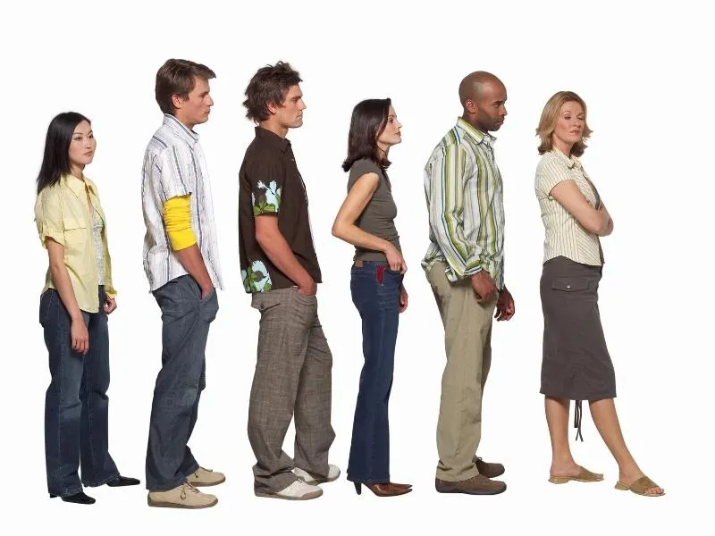 People standing in a queue