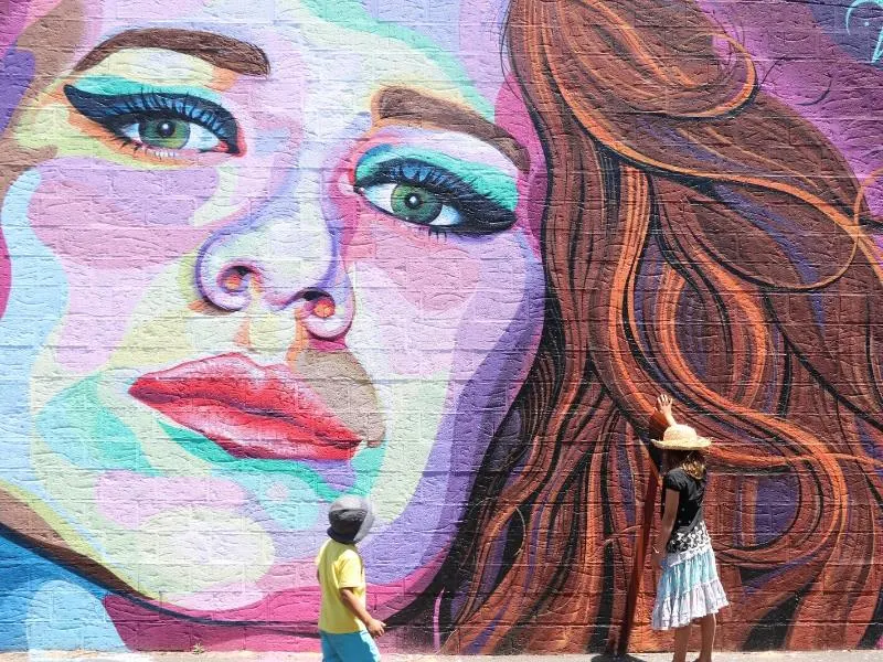 Street art of a woman's face 