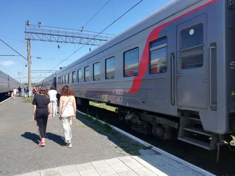 The Trans Siberian train at a station