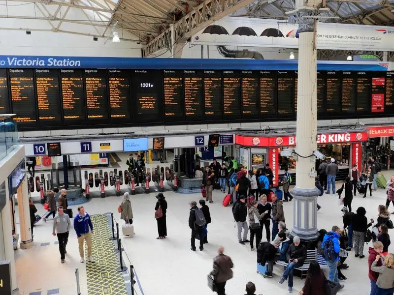 Victoria Train Station concourse in London