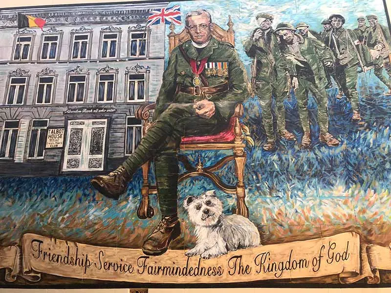 Mural of a soldier and his dog