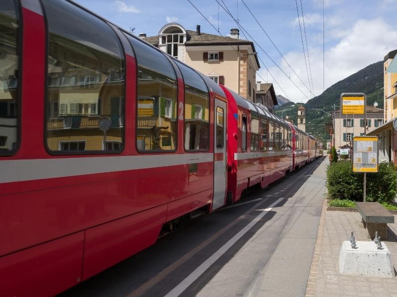 The Bernina Express at the station in Tirano