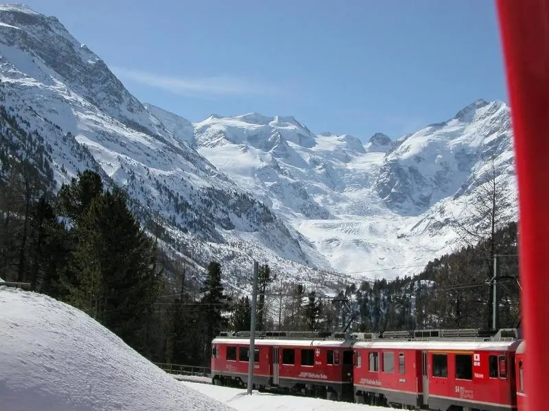 Bernina Express in the snow