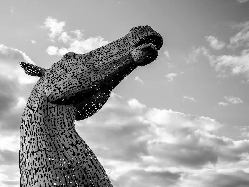 One of the Kelpies which you can see when visiting the Kelpies in Falkirk.