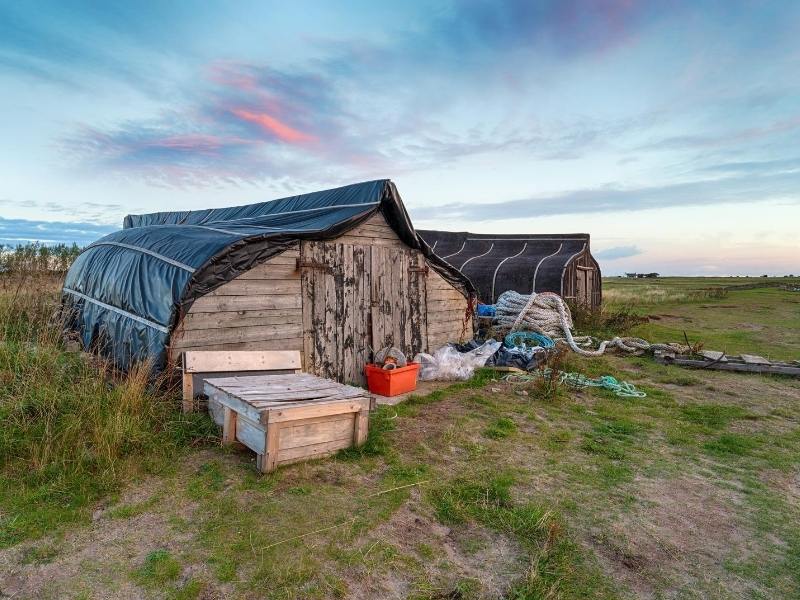 Boat huts on Holy Island