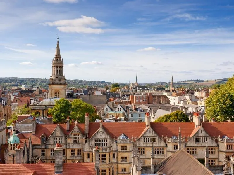 English city of Oxford rooftops/