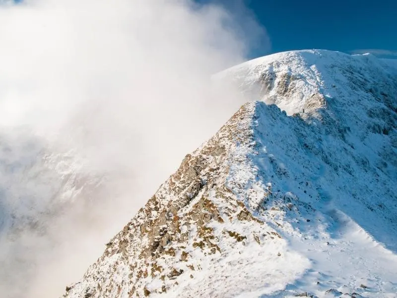 Beautiful views over the Lake District snow-capped mountains.